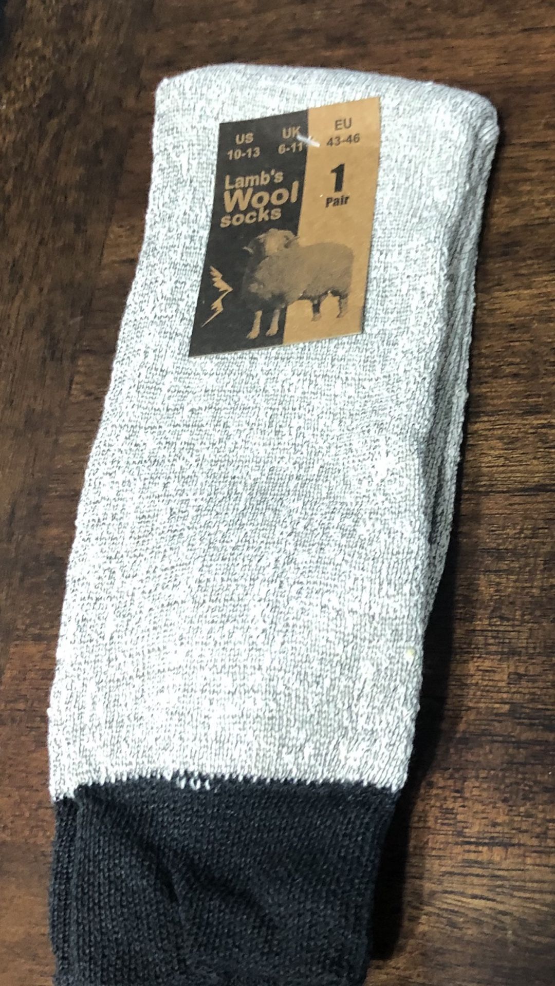 Socks Lamb’s Wool one pair Gray. Size 10-13
