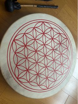 Goat skin Drum Flower of Life with beater and case