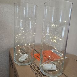 Wedding 9-In Glass Cylinder With Fairy Lights