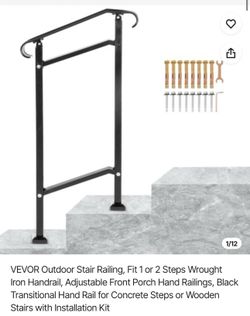 Outdoor Stair Railing,  Iron for 1-2 Step
