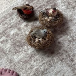 3 Birds W/nests