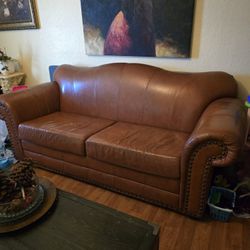 Real Leather Couches And Vintage Chair