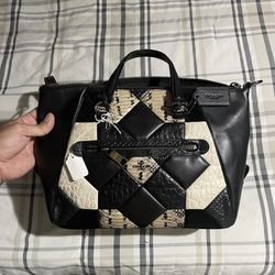 Black Coach Bag With Snake Pattern 