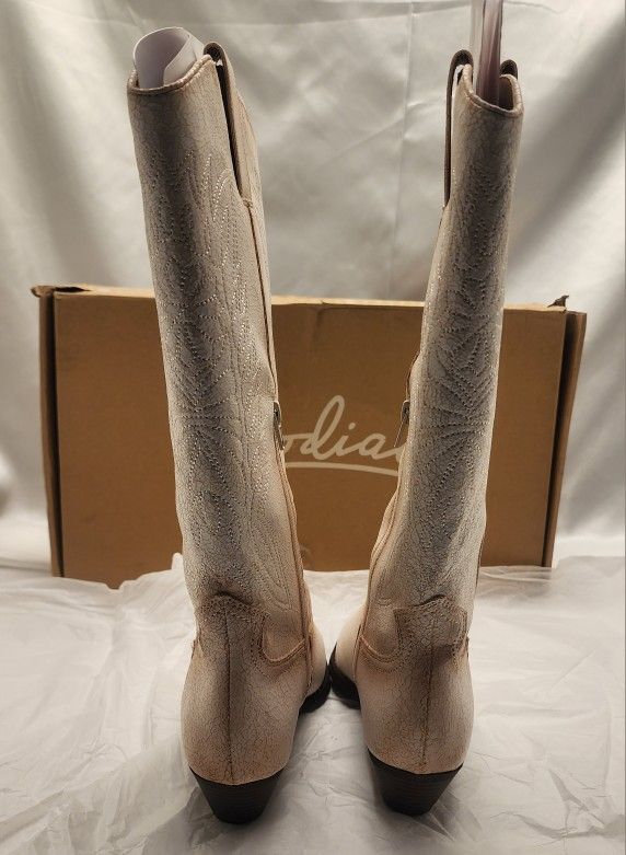 ZODIAC Women's Western Boot White Crackle Size 7.5