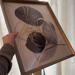 Abstract Framed Wall Art – Modern Blue & Gold