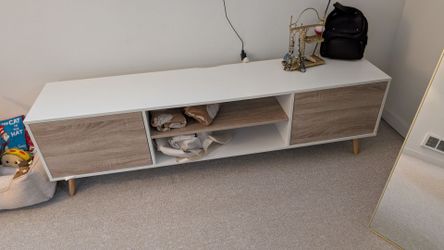 White and Wood TV Stand Media Console