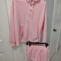 Pink Quilted Short Set (M) New