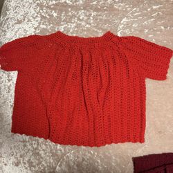 Crochet Red Sweater Top HANDMADE