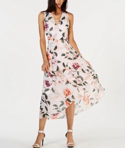 calvin klein floral print high low maxi dress 14