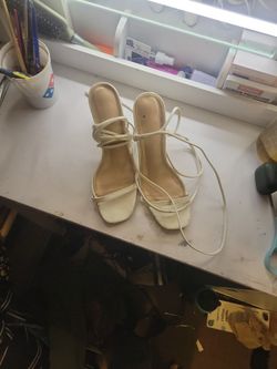 White Tie Up Heels