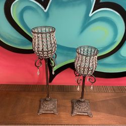 Vintage Candle Cast Iron Holders