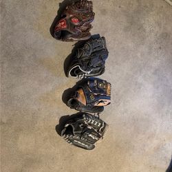 Rawlings SC750 Revo 12”, Mizuno GPM 1252 - 12.5”, Wilson A500 Advantage 13”, &  Louisville Slugger TPS Helix 13”