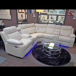 Leather Reclining Sectional 