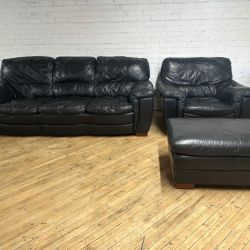 Delivery available leather living room couch set