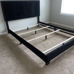 Black Velvet Bed Frame Queen Size 