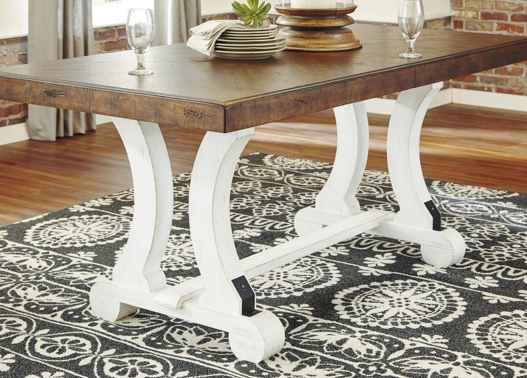 Valebeck White-Brown Dining Room Set🪑🪑5 Piece Price!! (Table+4 Chairs)🏡