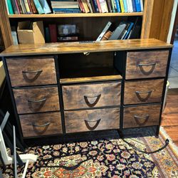 Dresser for Bedroom with Charging Station, 8 Drawers Dressers & 55 inch TV Stand for Bedroom, Fabric