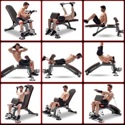 Robust Home Gym Weight Bench - Adjustable & Foldable for Full-Body Workouts - Versatile Incline, Flat & Decline Positions - Space-Saving Design for Se