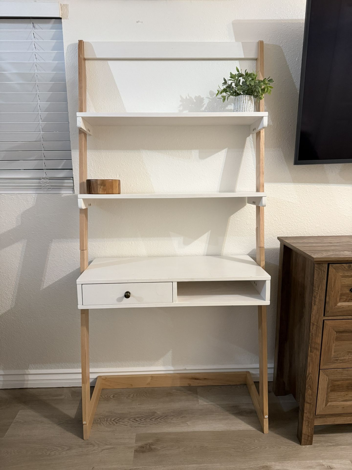 š©µFreestanding Ladder Desk With Drawer, Natural Maple/White color (AVAILABLE)