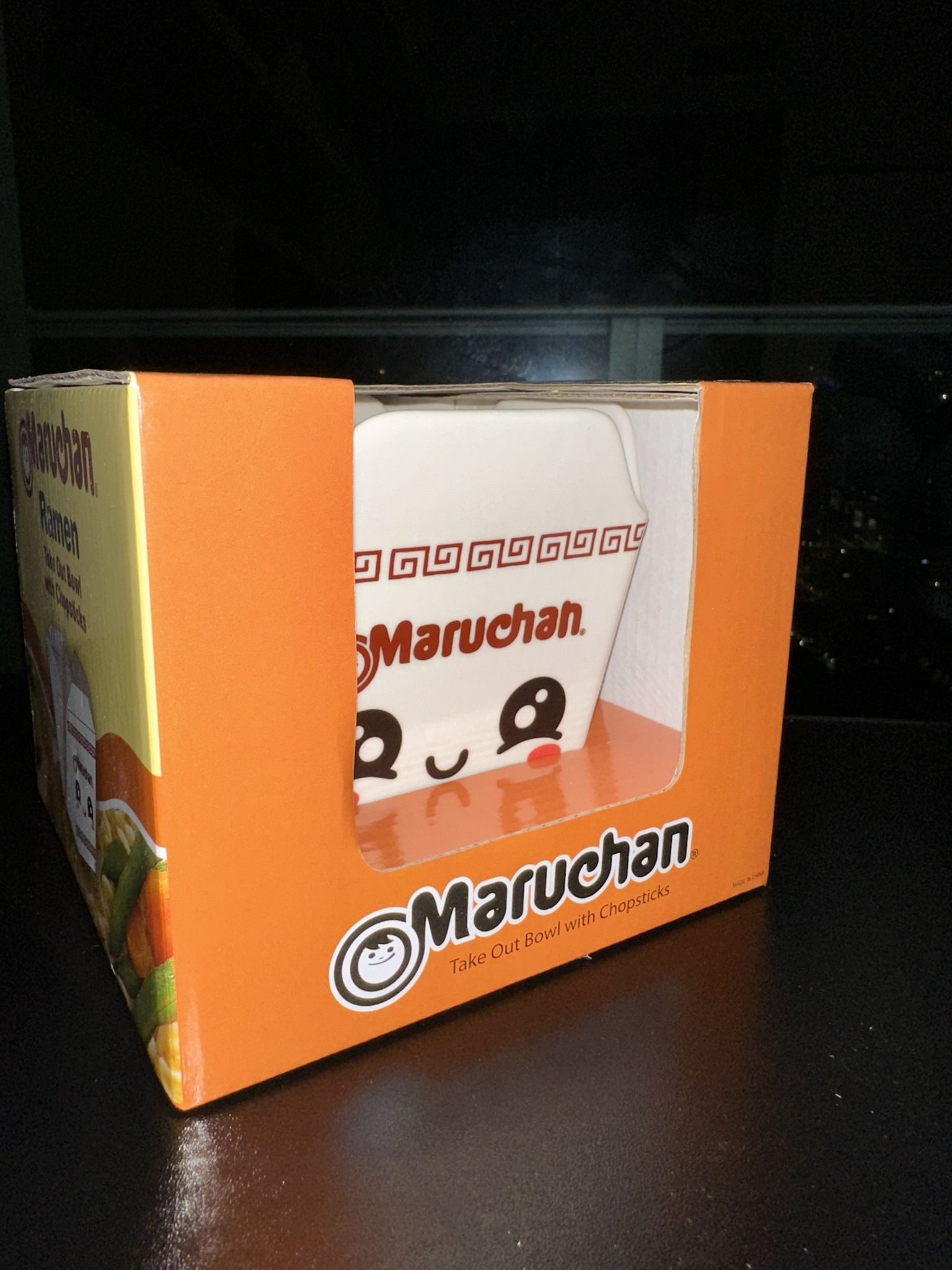 Maruchan Take Out Bowl  ~ Noodle Bowl and Chopsticks Set NEW Smiley Face