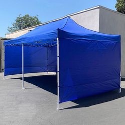 (New in Box) $225 Heavy Duty 10x20 ft Canopy Ez Pop Up Tent with (4) Sidewalls, Color White or Blue