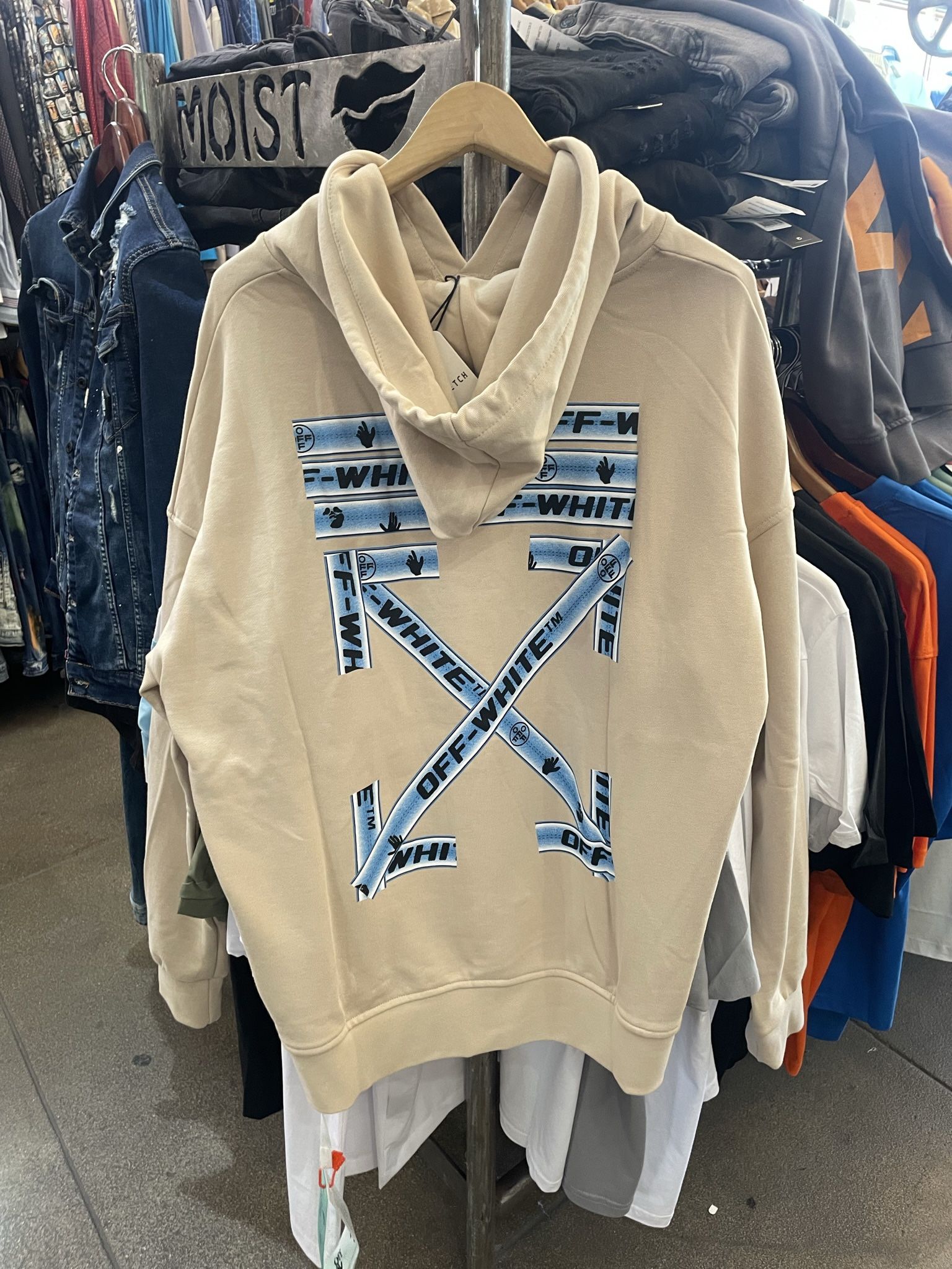 Off-White Hoodie Sweatshirt just a few sizes left store pick up. We accept all major credit cards an Apple Pay.