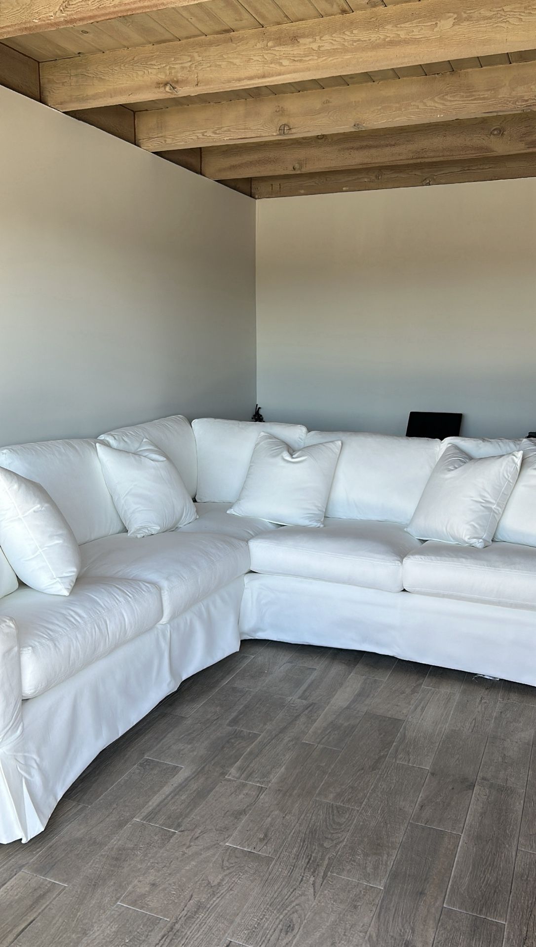 L Shaped White Sofa