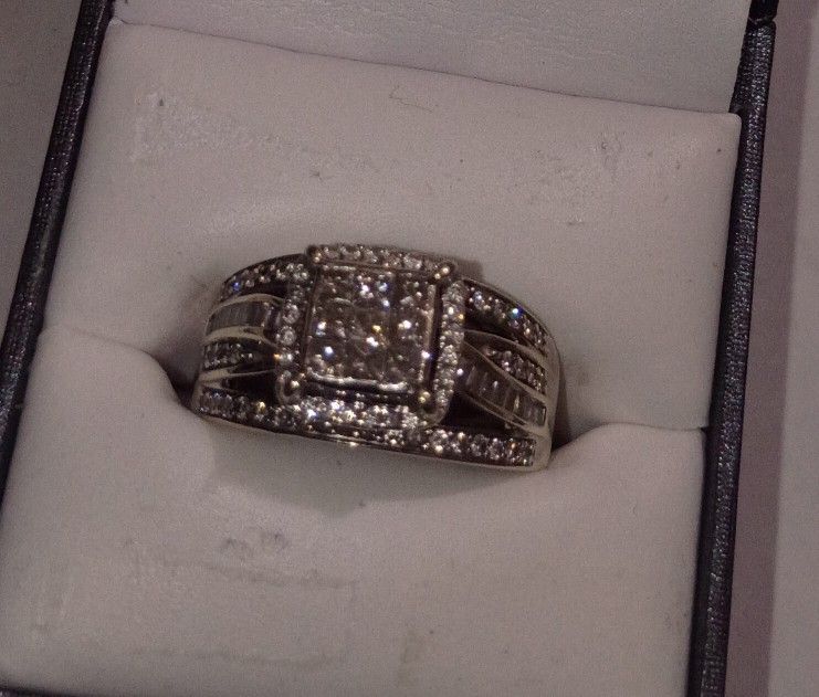 10k White Gold Ring Real Diamonds