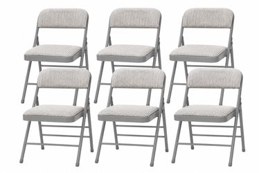 Pack of 6 (Fabric/Vinyl) Steel Frame Metal Foam Padded Folding Chairs (Black, Gray, White)