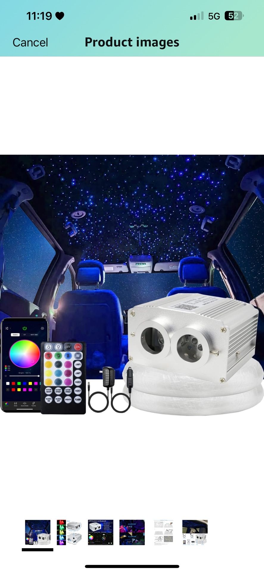 AZIMOM Dual Port 16W Twinkle Bluetooth Fiber Optic Lights
