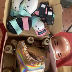 Pink Roller skates and Gear