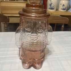 Vintage Planters Peanuts Pink Depression Glass Large Canister 