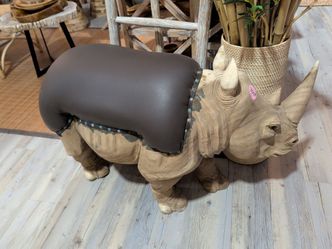 Large hand carved rhino
