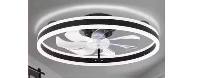 20 in. LED Indoor Black Ceiling Fan  Flush Mount Smart App Remote Control NEW