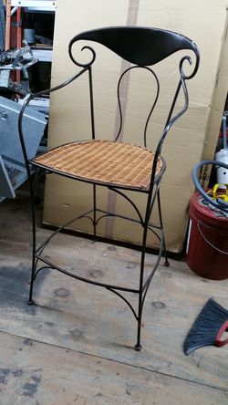 Iron Bar Stools Rattan Steel seat chair