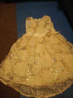 Girls Gold Sequin Formal Party Dress