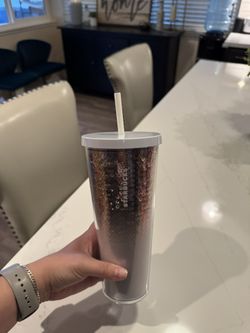 Starbucks White/Rose Gold Glitter Cup