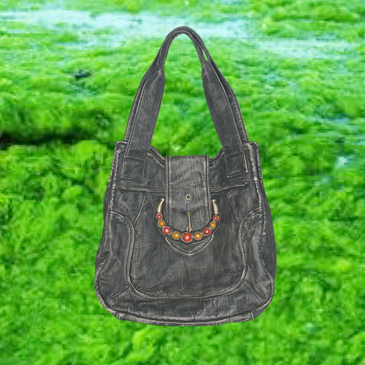 boho grunge italian leather bag 