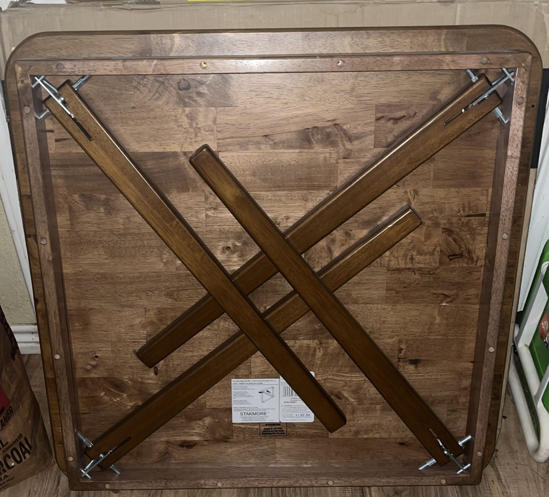 Stakmore Premium Folding Wood Table 32” Square Top 29” High