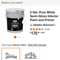 Glidden 5 Gal. Pure White Semi Gloss Paint And Primer 