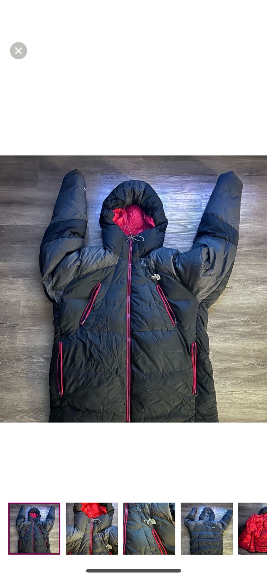 The North Face Men’s 800 Pro Black and Red Puffer with red Zippers