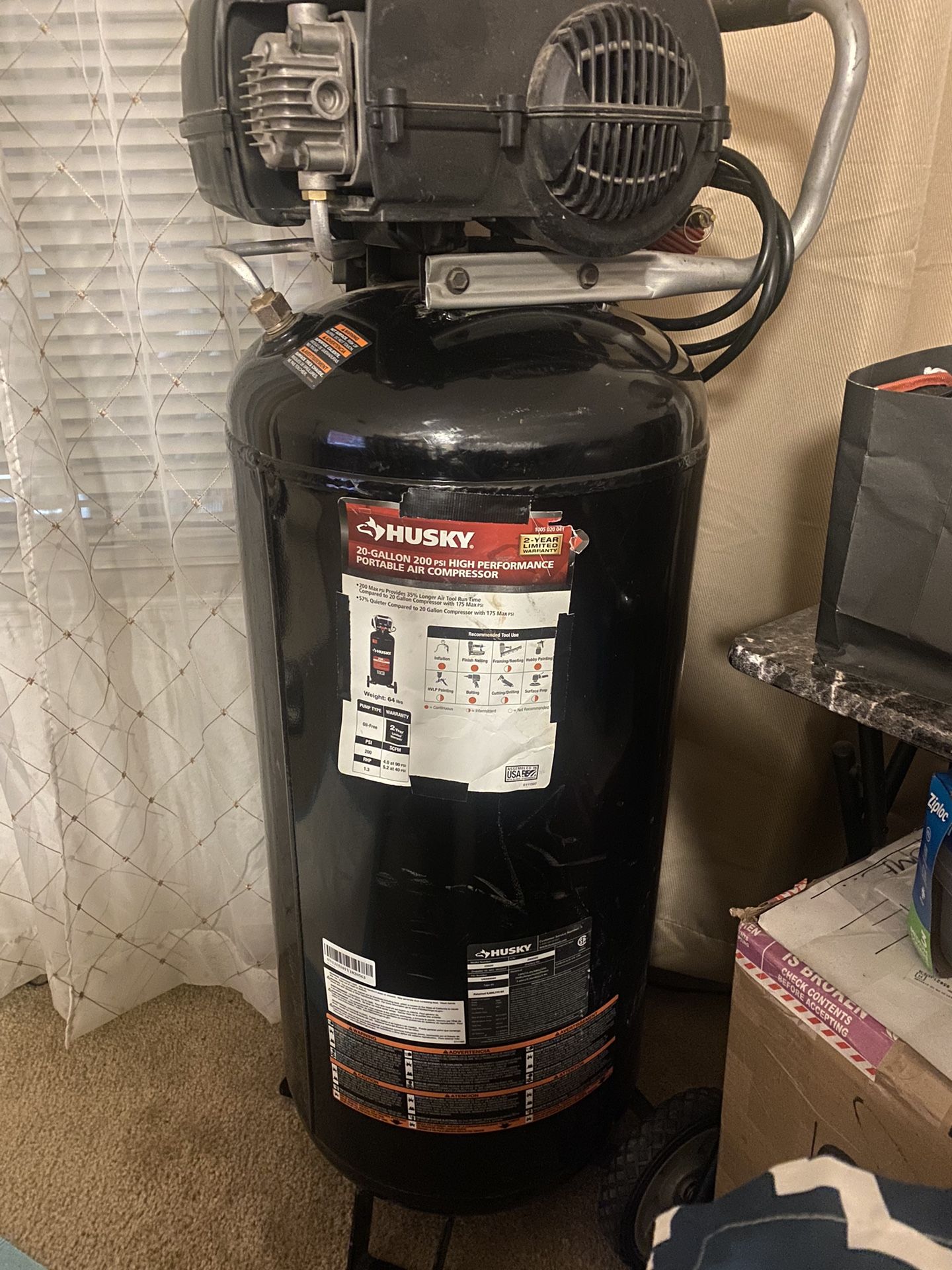 Husky air compressor, and Stijl chainsaw