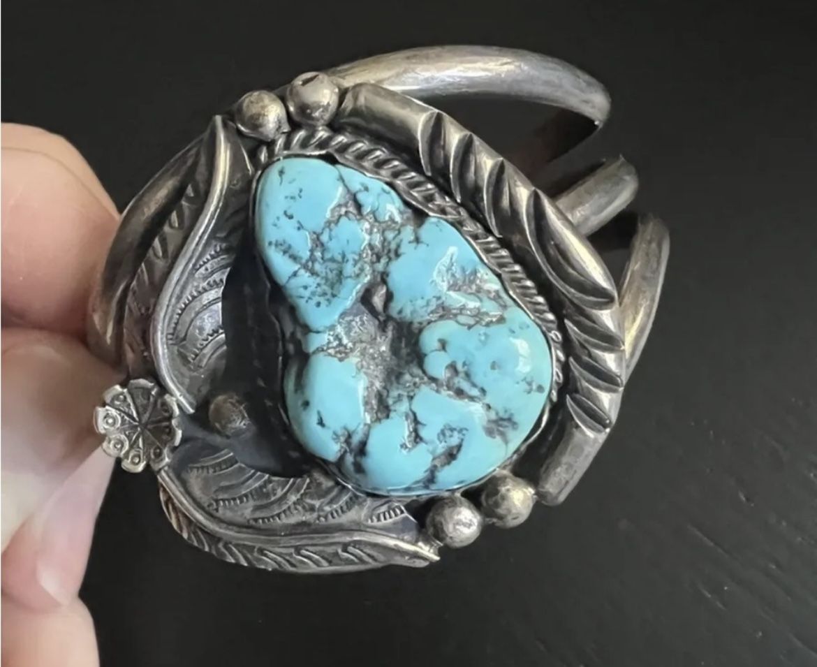 Vintage Sterling Silver Turquoise Cuff 