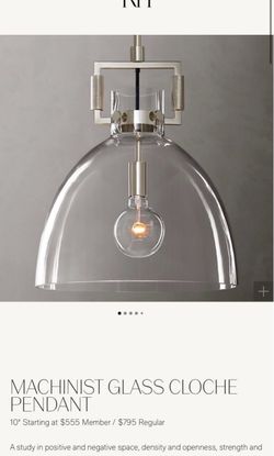 Restoration Hardware RH Machinist Glass Cloche Pendant Light