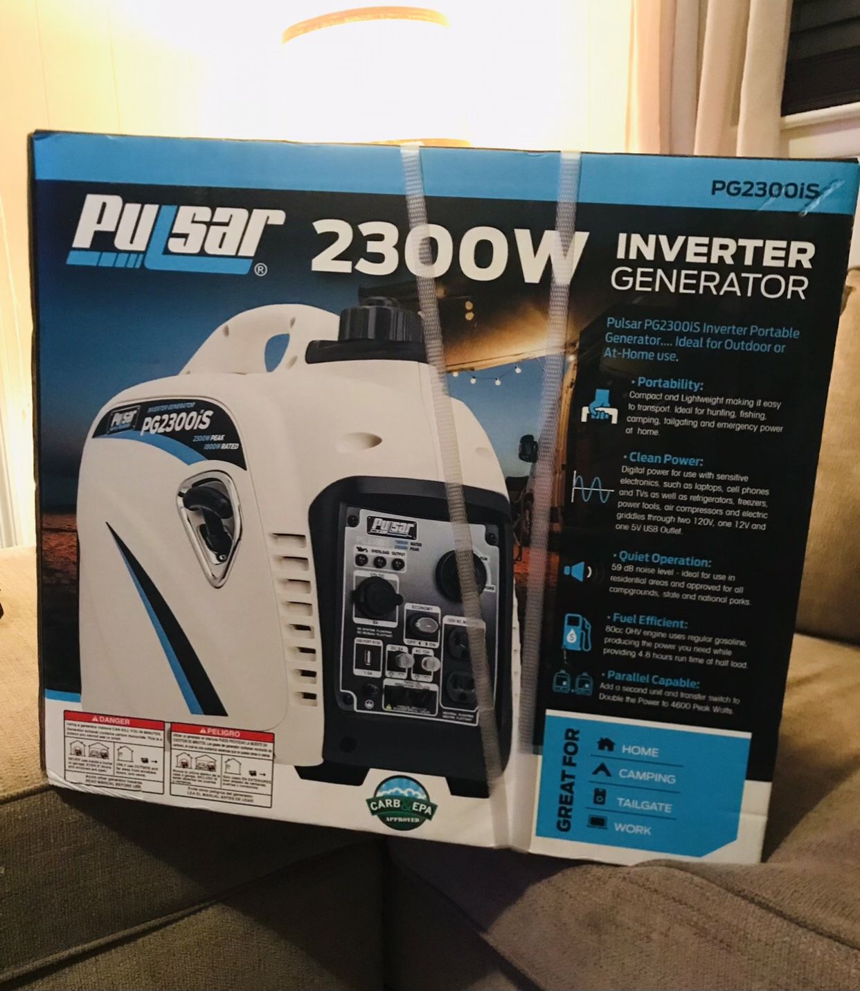 Pulsar 2300-Watt Super Quiet Gasoline Powered Inverter Generator with USB