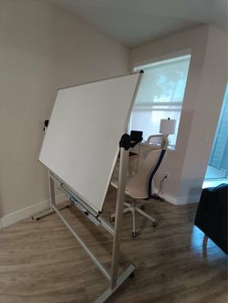 Large Double-Sided Whiteboard on Rolling Stand