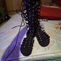 Black Lace Up Sandals