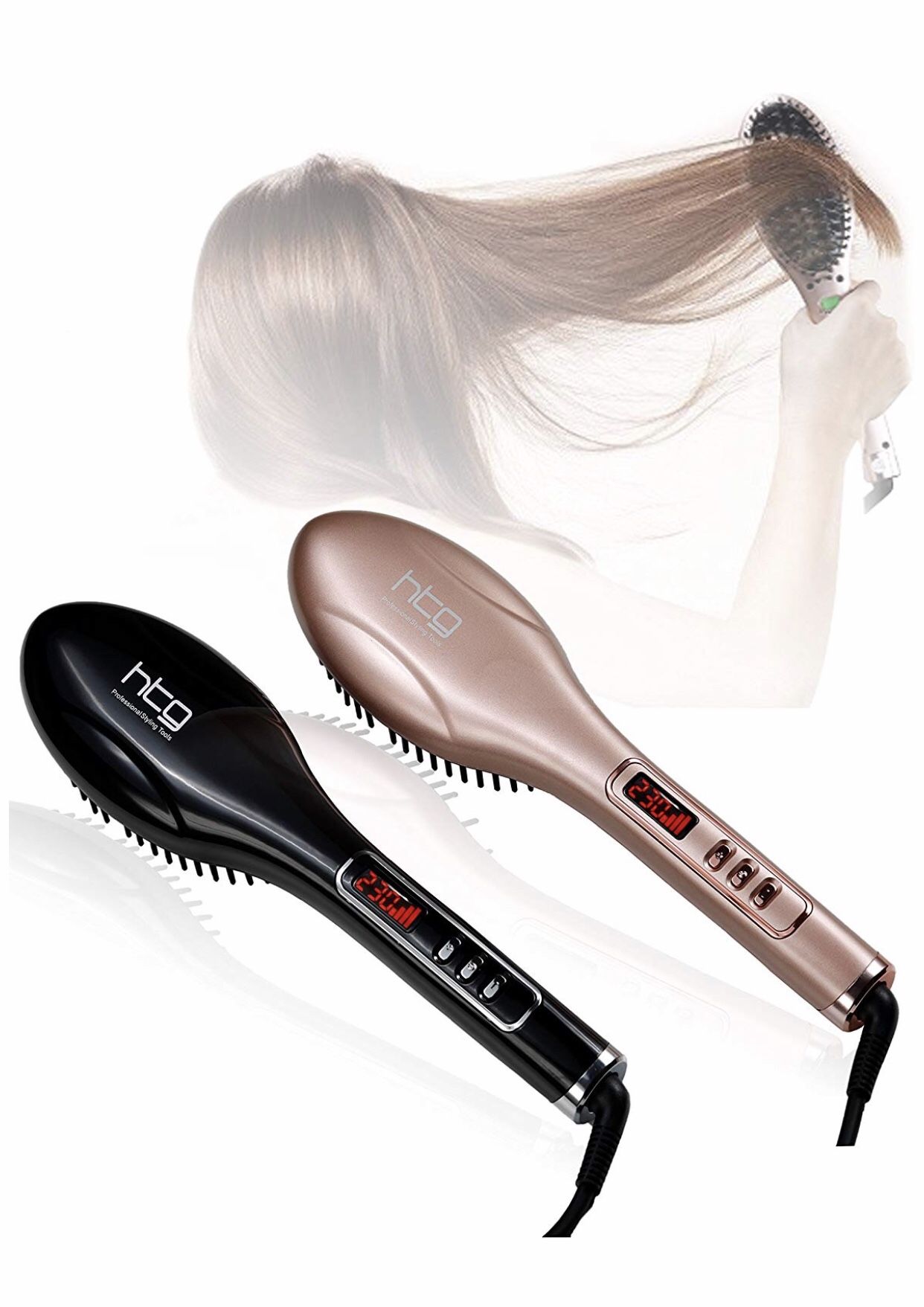 Flat Iron Hair Brush Straightener
