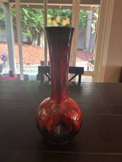 Red and Black Ceramic Art Vase