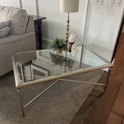 Beautiful champagne metal glass coffee table
